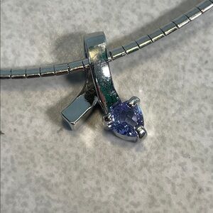 Elegant Silver Tone Necklace with Purple Pendant